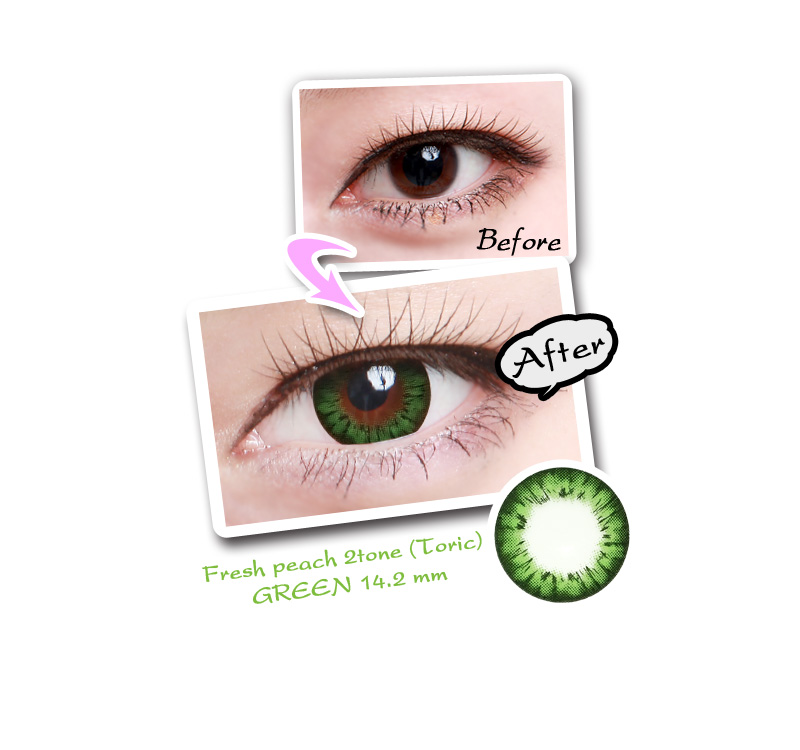 [乱視用/グリーン/GREEN] フレッシュ ピーチ - Fresh peach 2tone Toric [14.2mm]