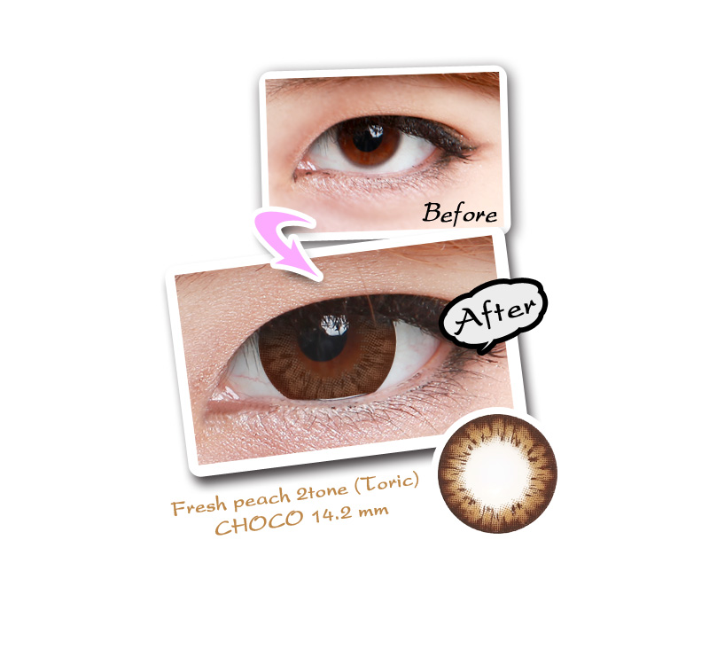 [乱視用/チョコ/CHOCO] フレッシュ ピーチ - Fresh peach 2tone Toric [14.2mm]