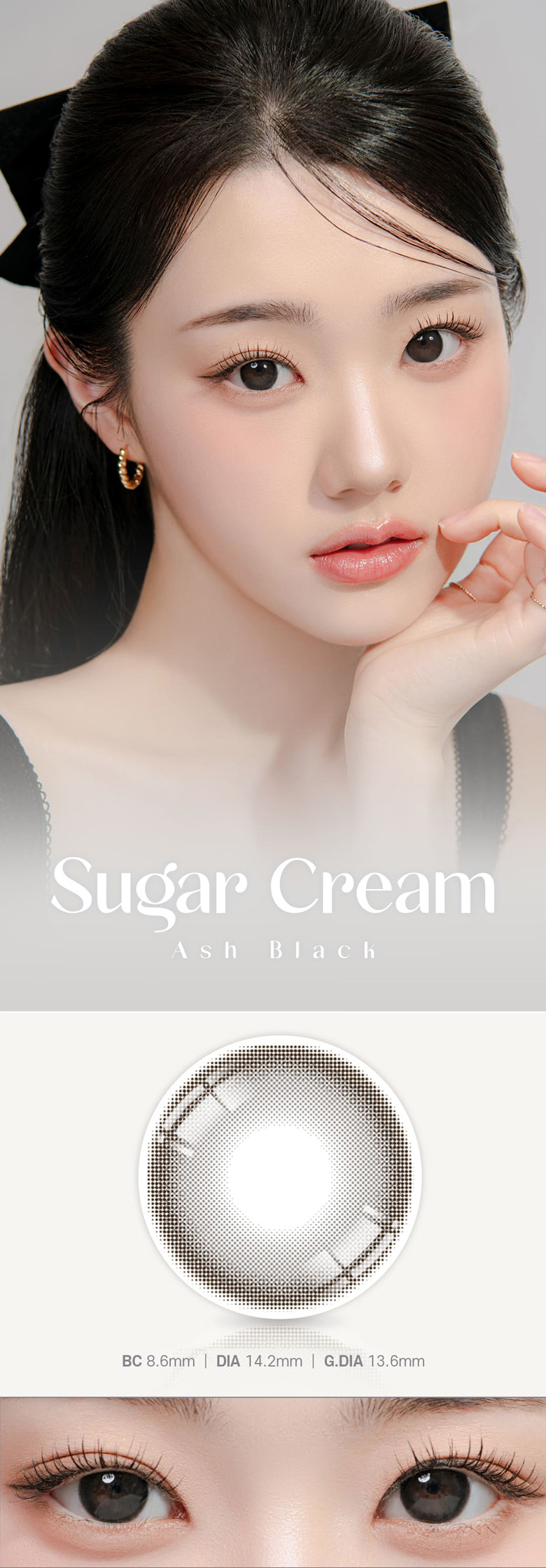 [1 Month/ブラック/BLACK] シュガークリーム 1ヶ月 - Sugar Cream - 1 Month (2pcs) [14.2mm]