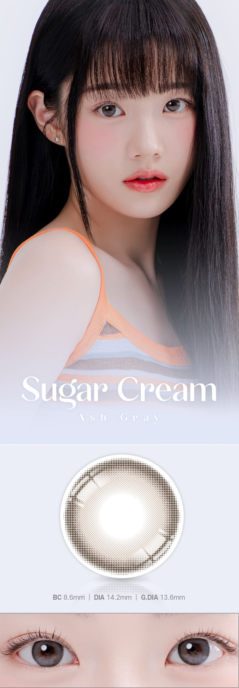 [1 Month/グレー/GRAY] シュガークリーム 1ヶ月 - Sugar Cream - 1 Month (2pcs) [14.2mm]