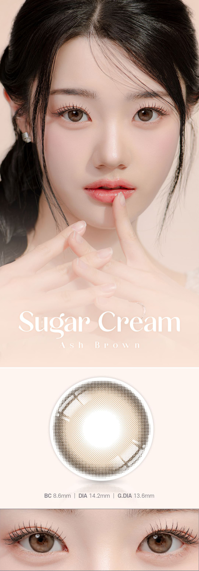 [1 Month/ブラウン/BROWN] シュガークリーム 1ヶ月 - Sugar Cream - 1 Month (2pcs) [14.2mm]