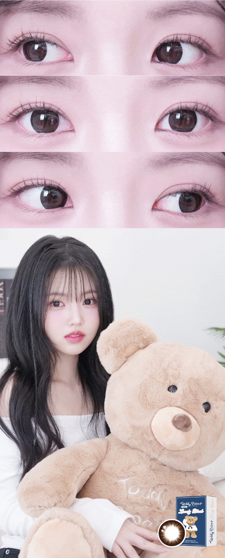 [1 Month/ブラック/BLACK] テディベア ラブリー - 1ヶ月 - Teddy Lovely - 1 Month (2pcs) [14.2mm]